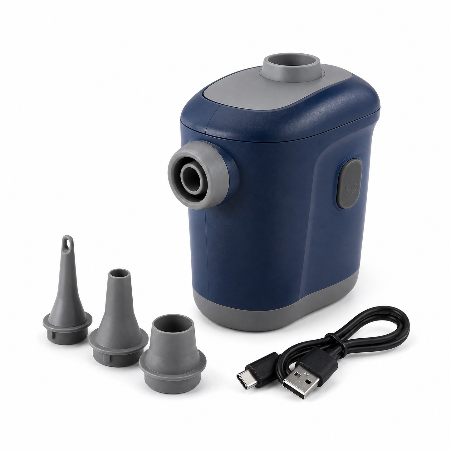 Electric air pump for inflatables in navy and grey